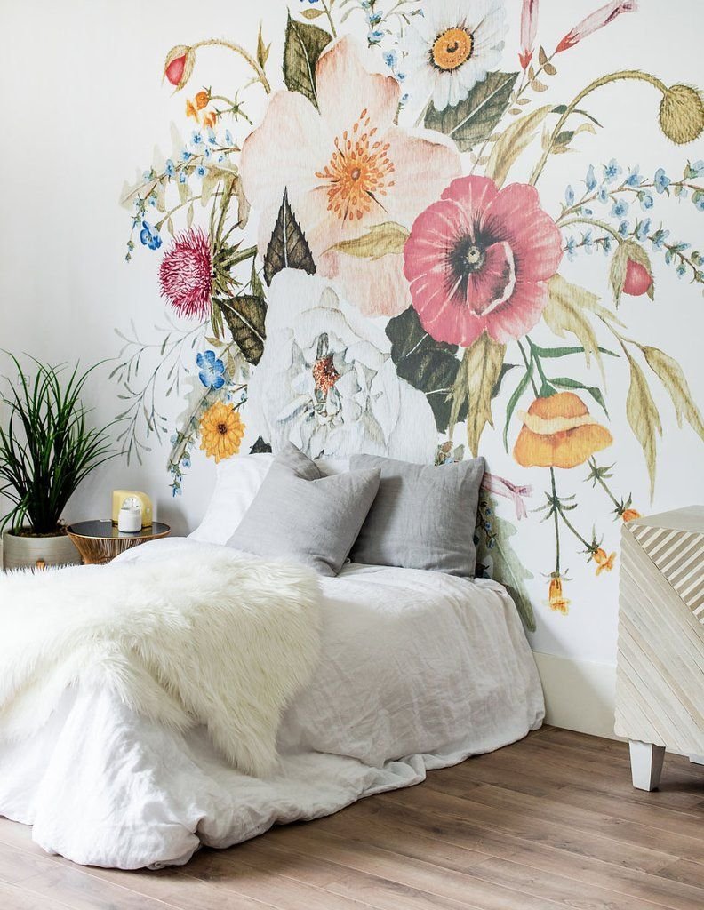 Flower wall in bedroom