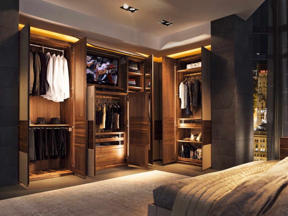 Bedroom with built in closet