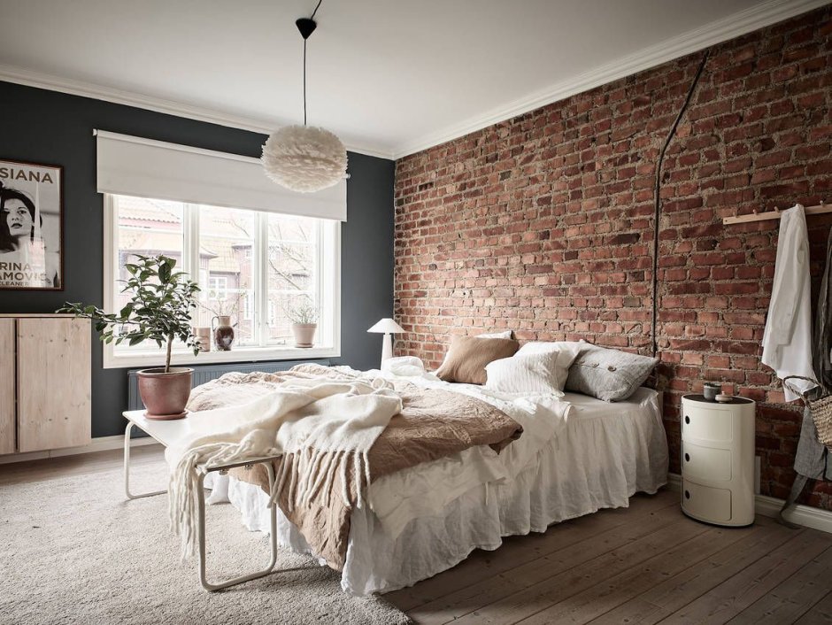 White brick bedroom