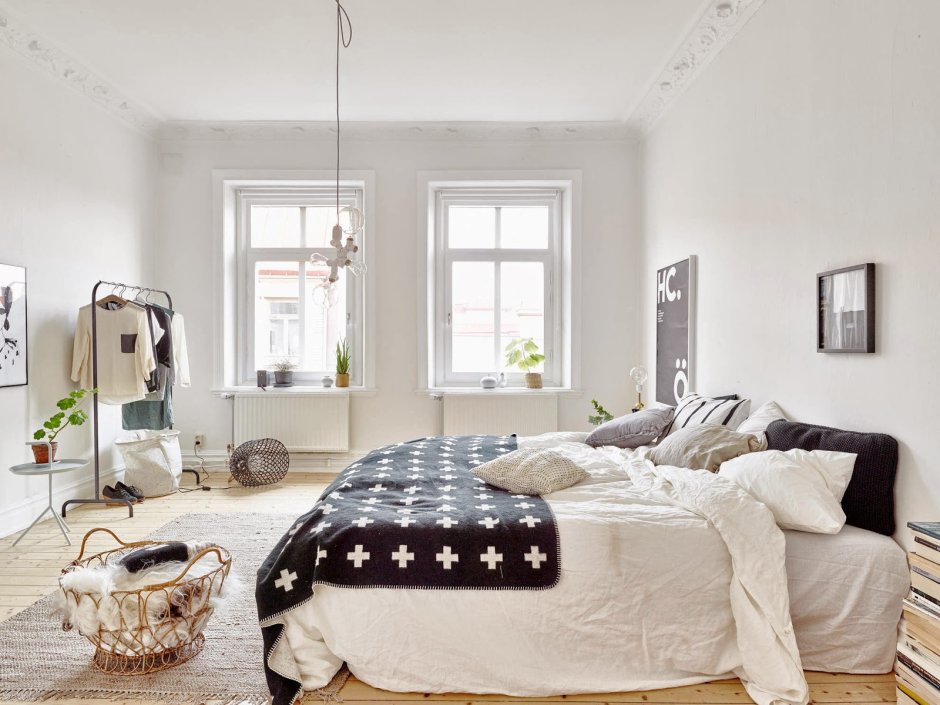 Green grey and white bedroom