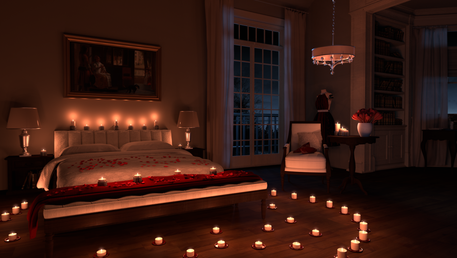Romantic bedroom night