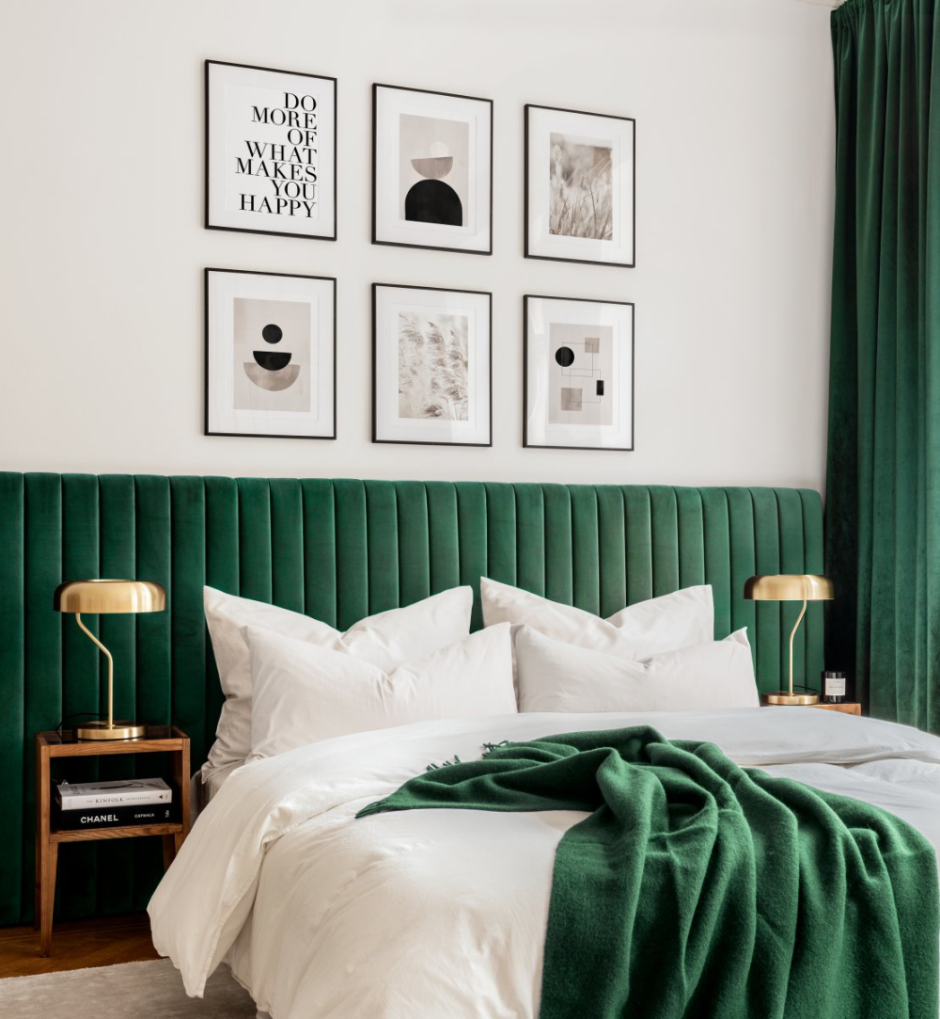 Grey and green bedroom walls