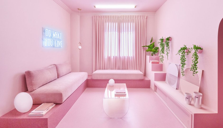 Pink and aqua bedroom