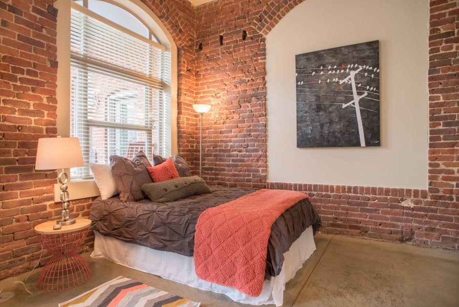 Red brick bedroom