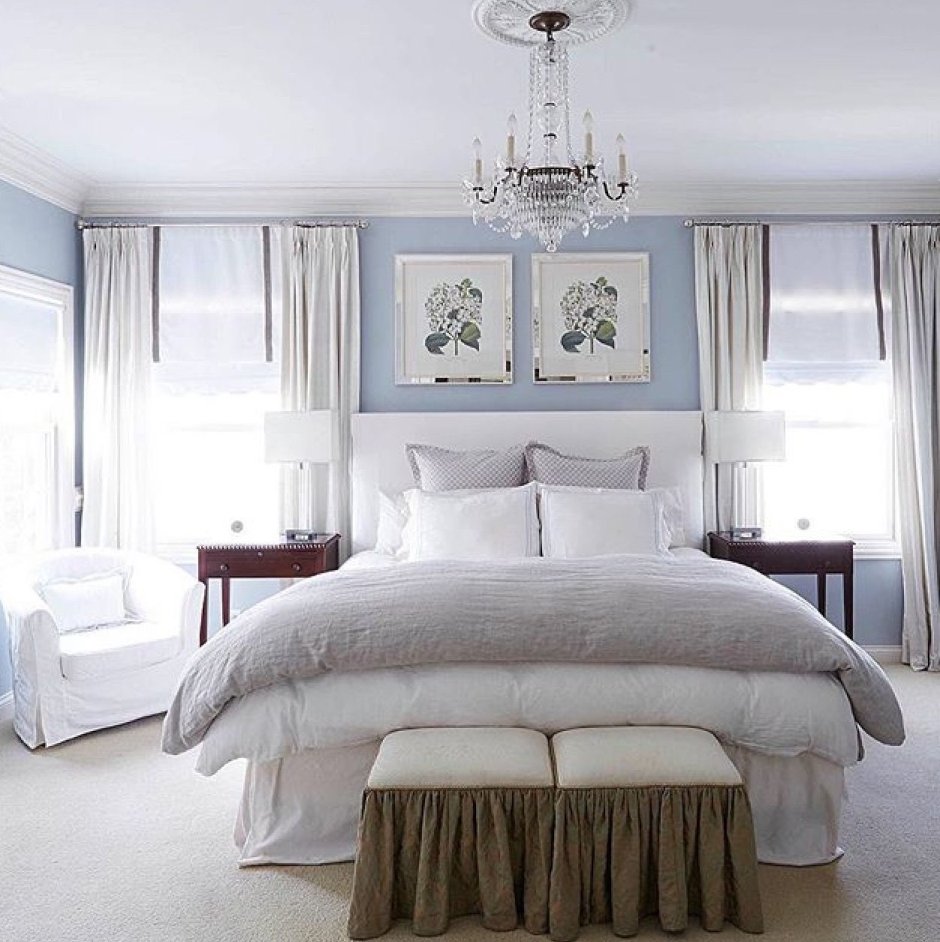 Silver and blue bedroom