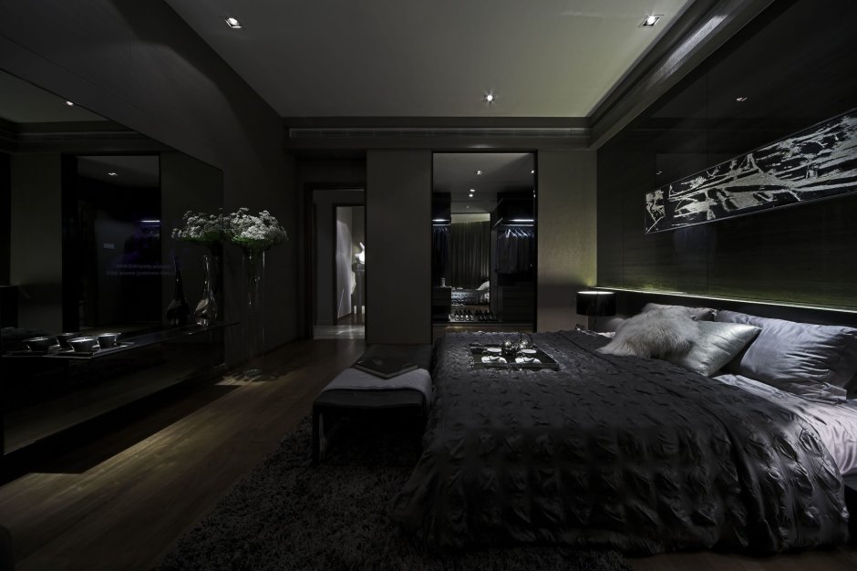 Black colour bedroom
