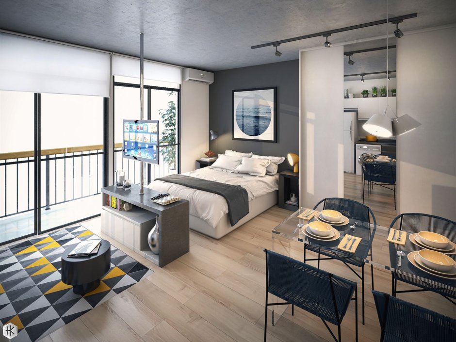 Modern one bedroom apartment design