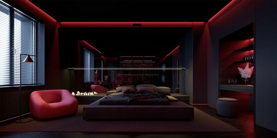 Red black bedroom