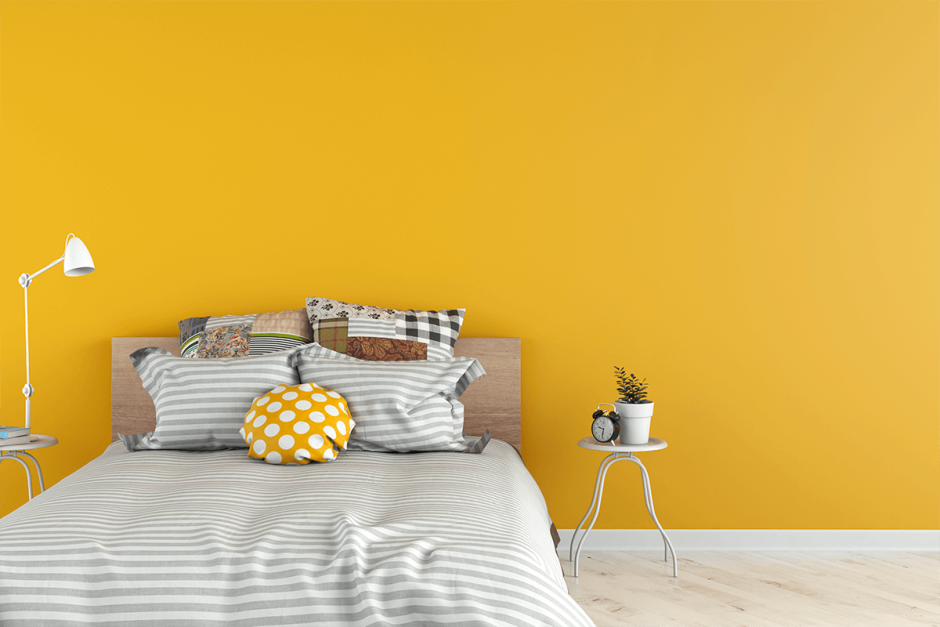 Yellow colour in bedroom