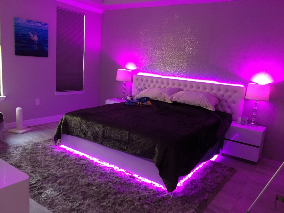 Bedroom led light strips in room