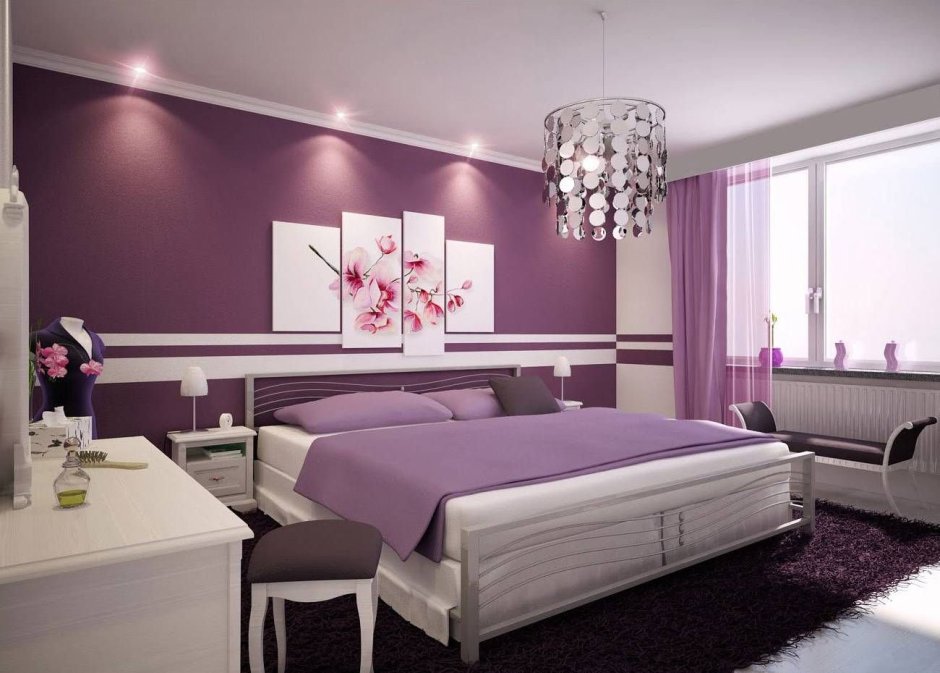 Purple wall for bedroom