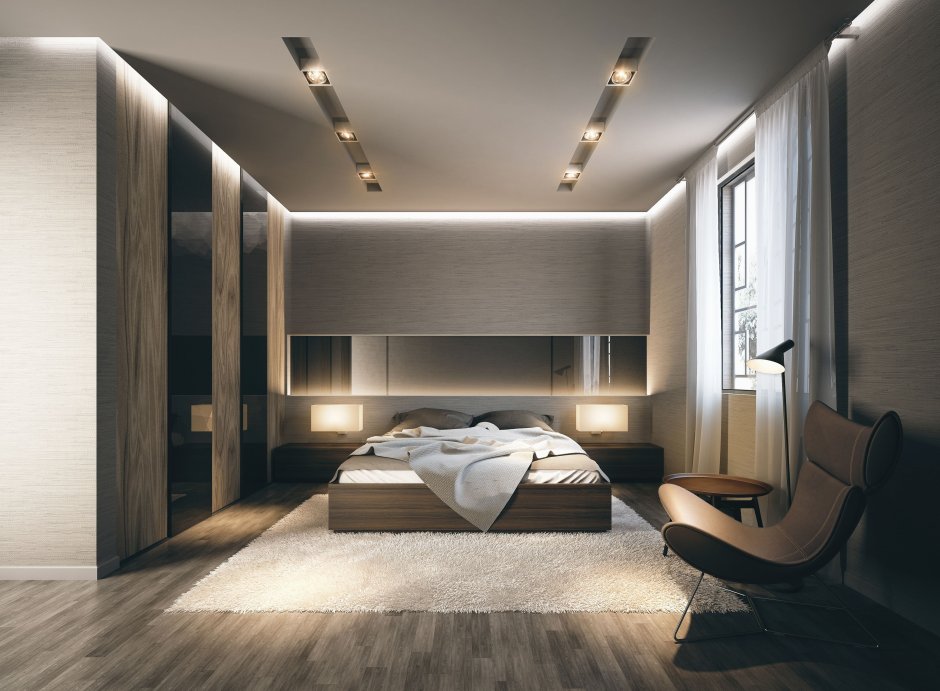 Modern spacious bedroom