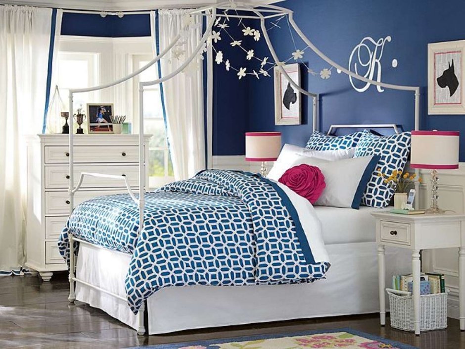 Dark blue girls bedroom