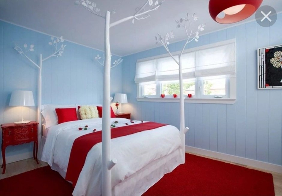 Red carpet in bedroom