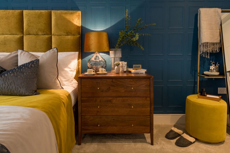 Yellow blue bedroom