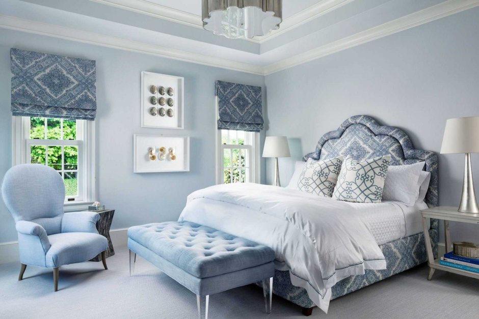 Light blue grey bedroom