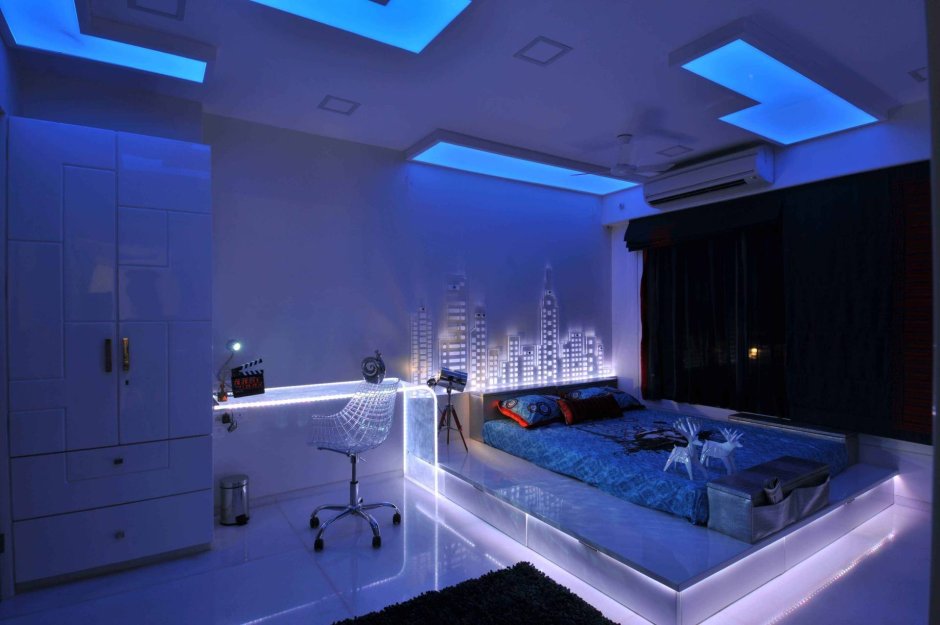 Bedroom rooms with led lights
