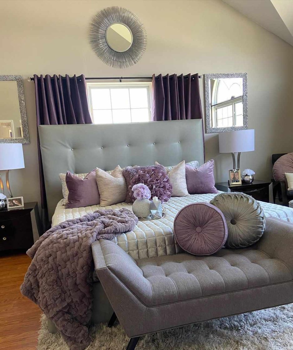 Purple and grey bedroom