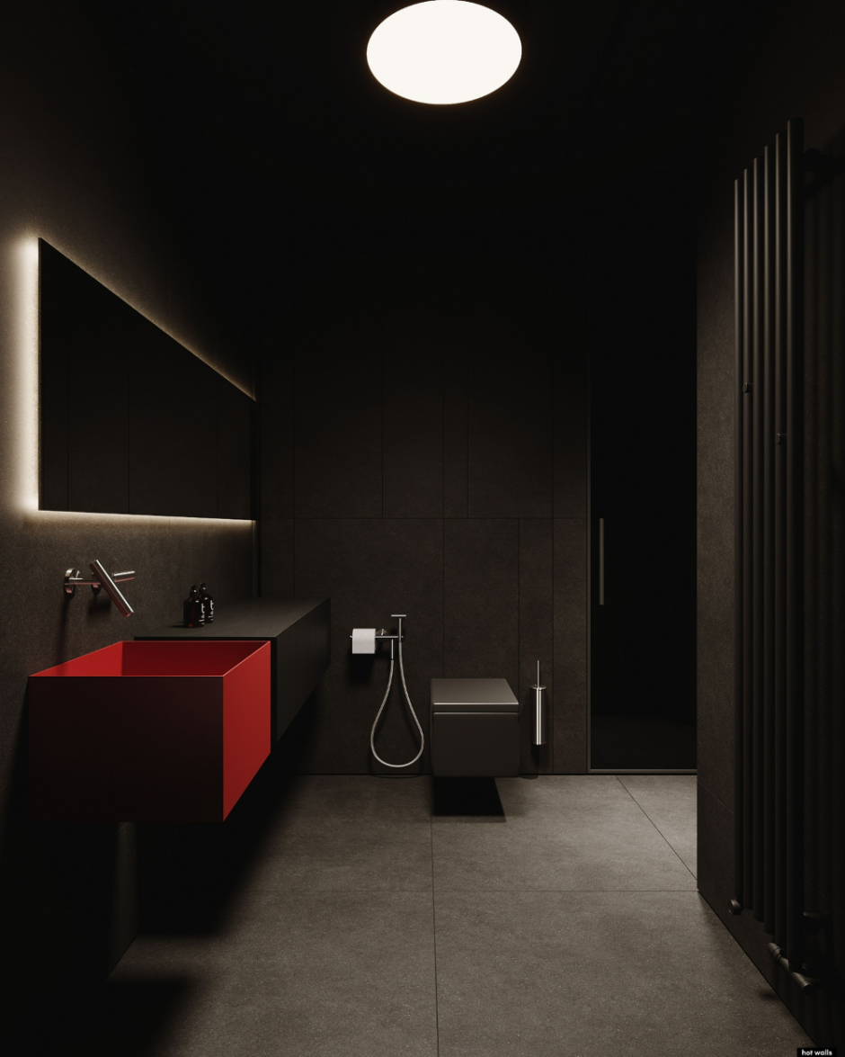 Bathroom with red walls