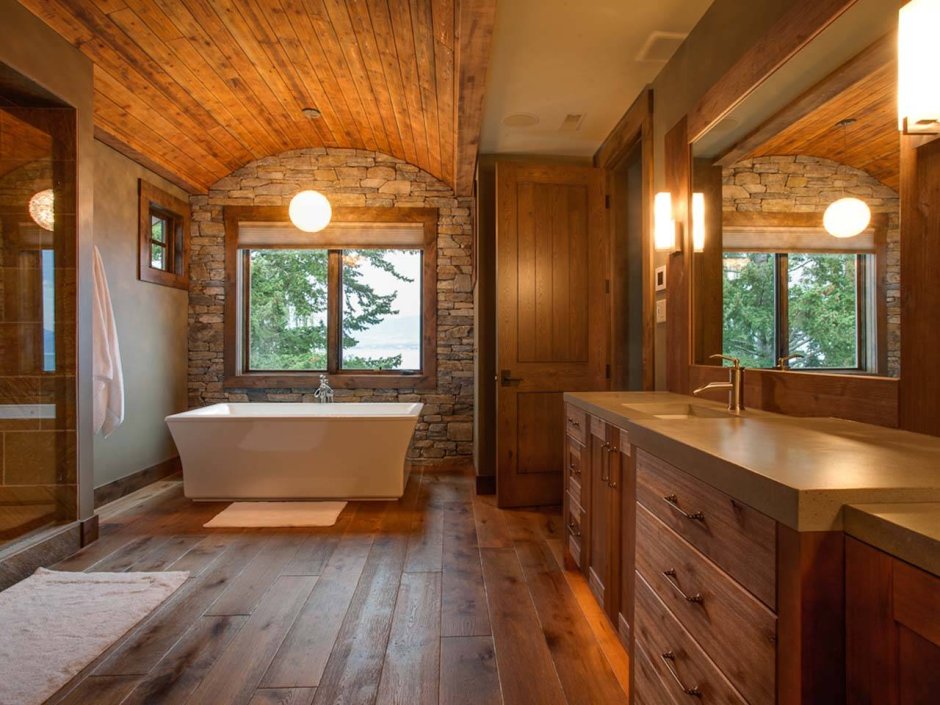 Wood house bathroom