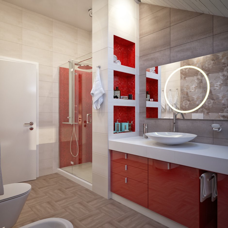 Red bathrooms
