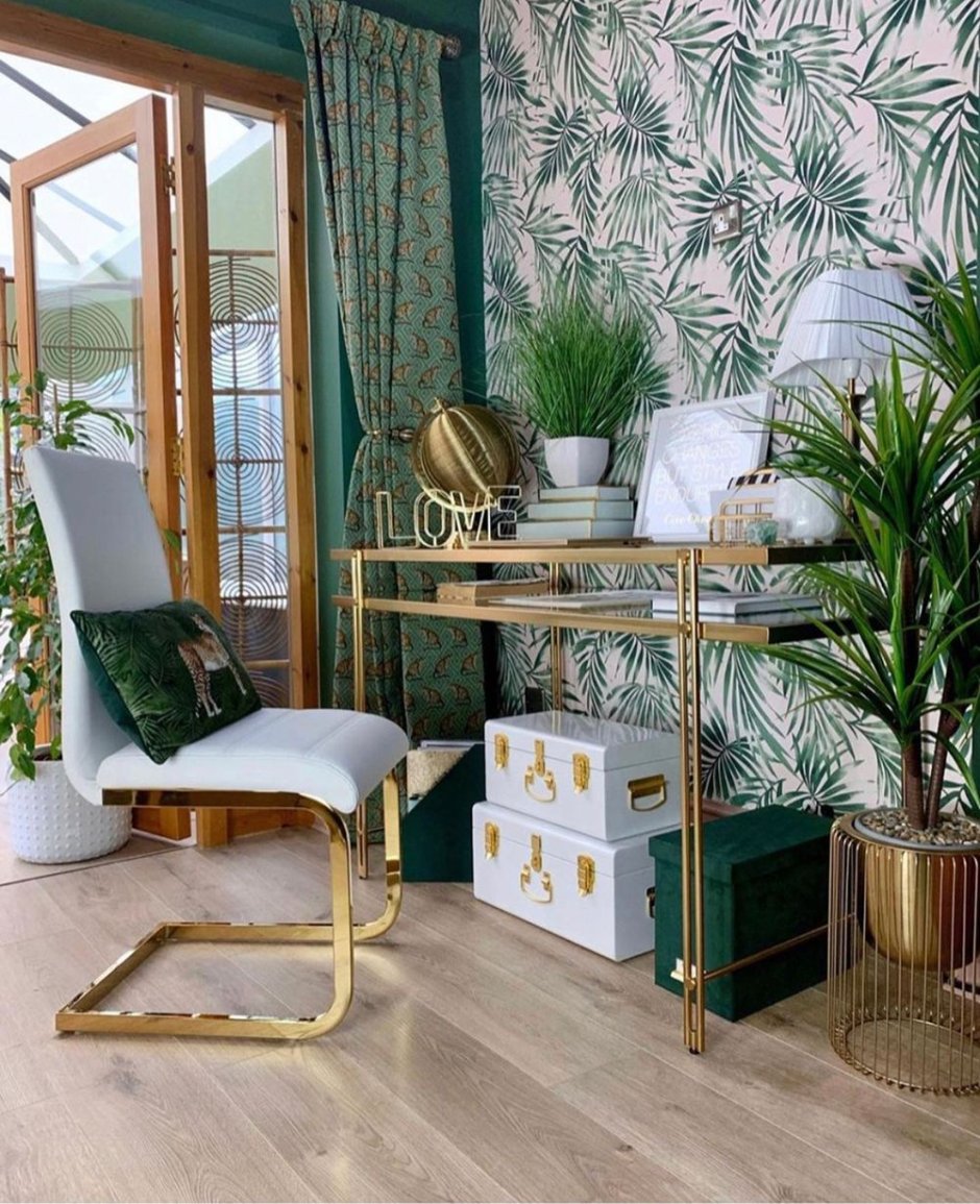 Gold and green decor