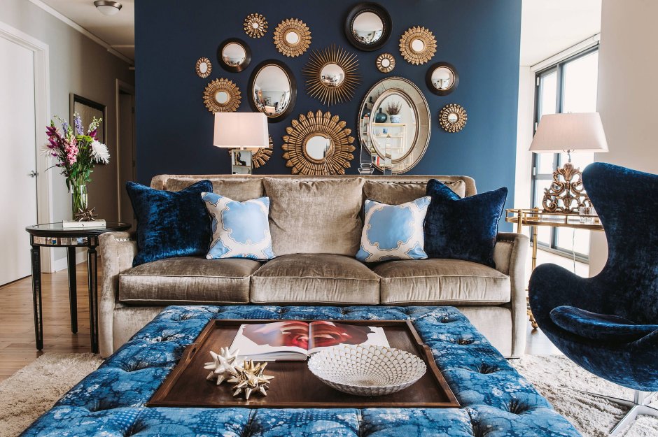 Blue living room decor