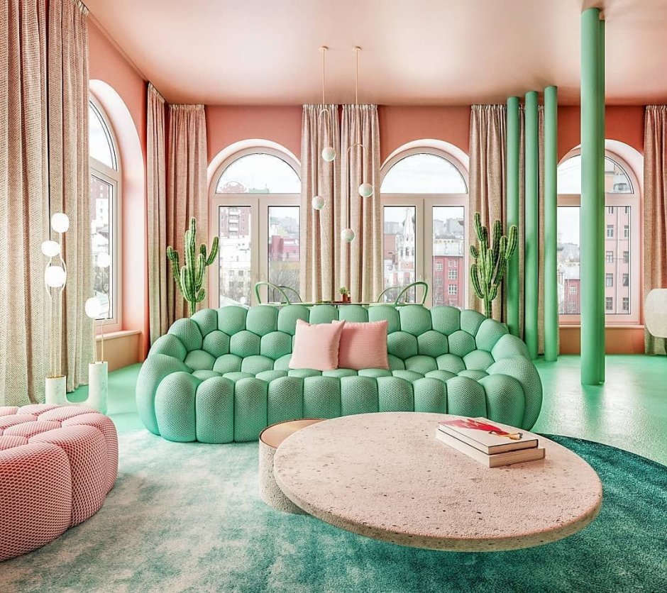 Pink green decor