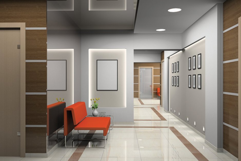 Modern office hallway