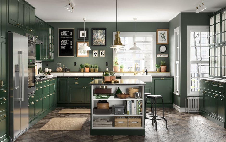 Ikea green cabinets