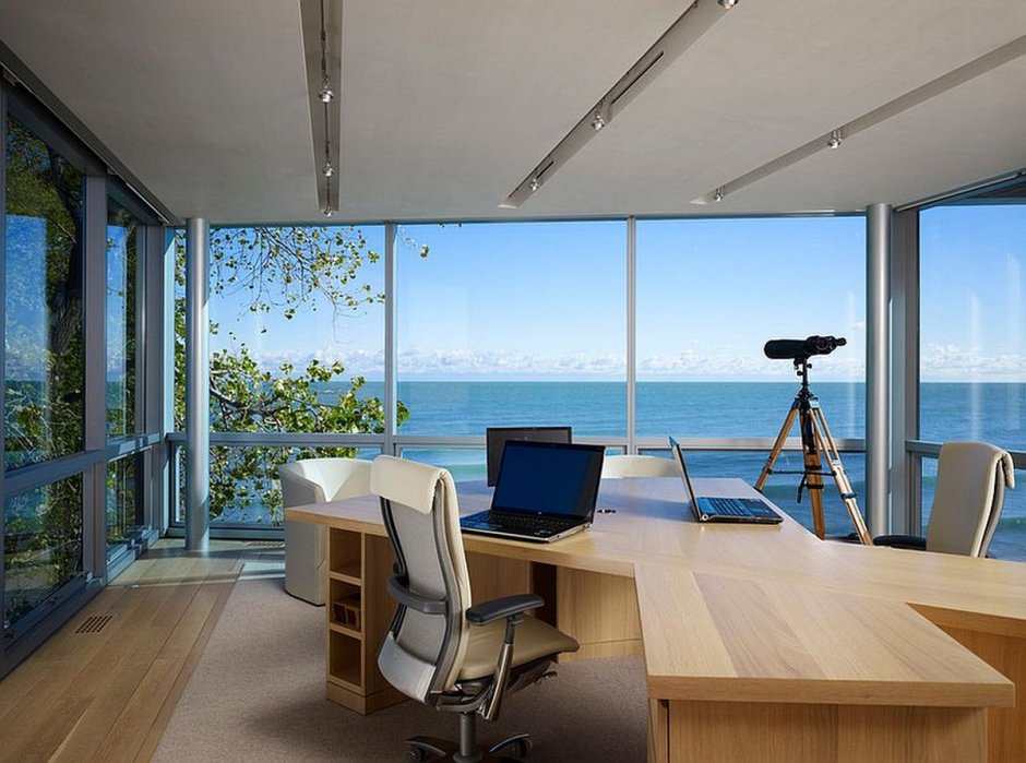 Office with beach view