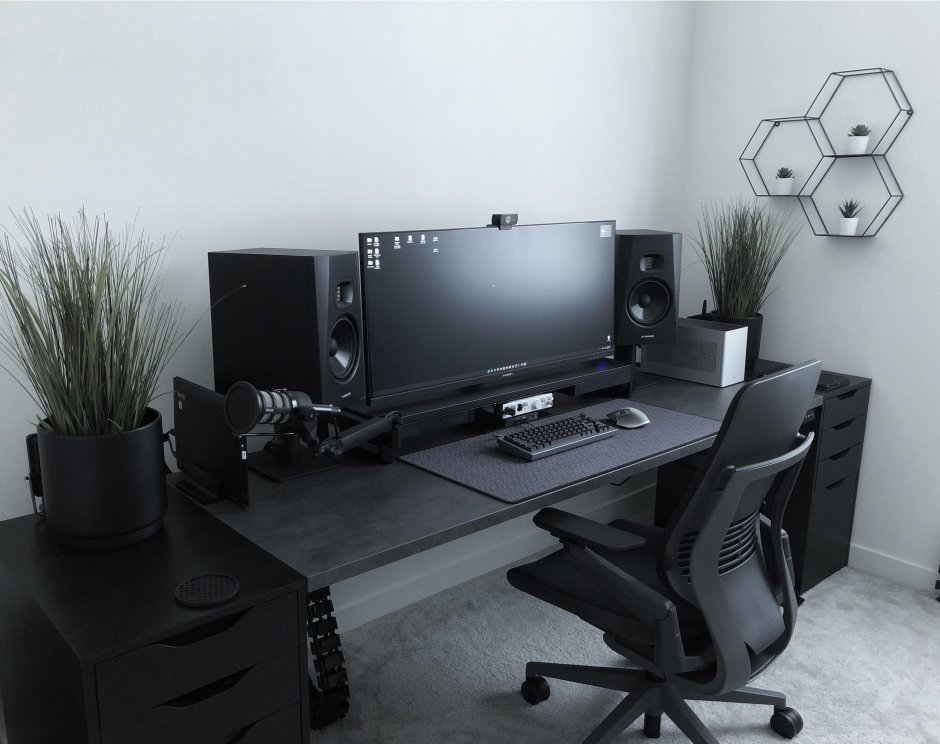 All white desk setup