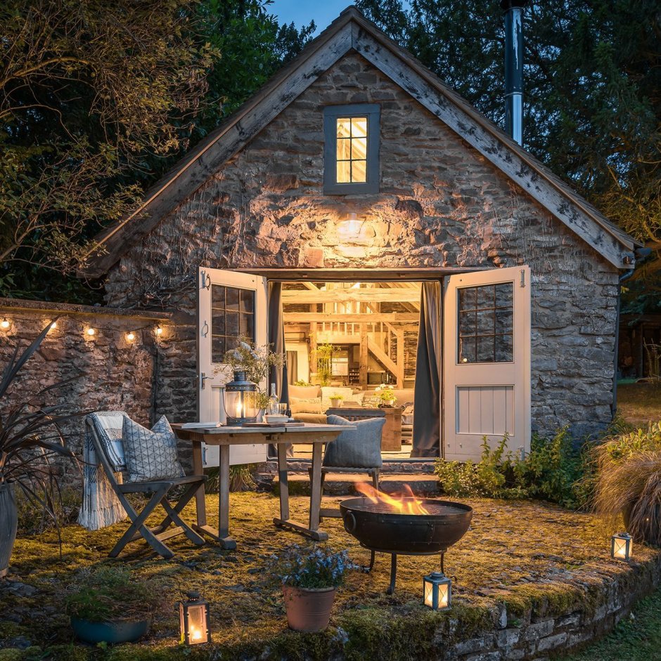 Stone cottage in the woods