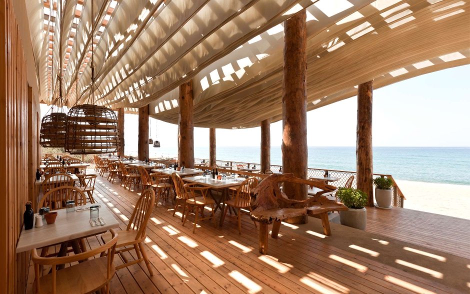Wooden beach bar