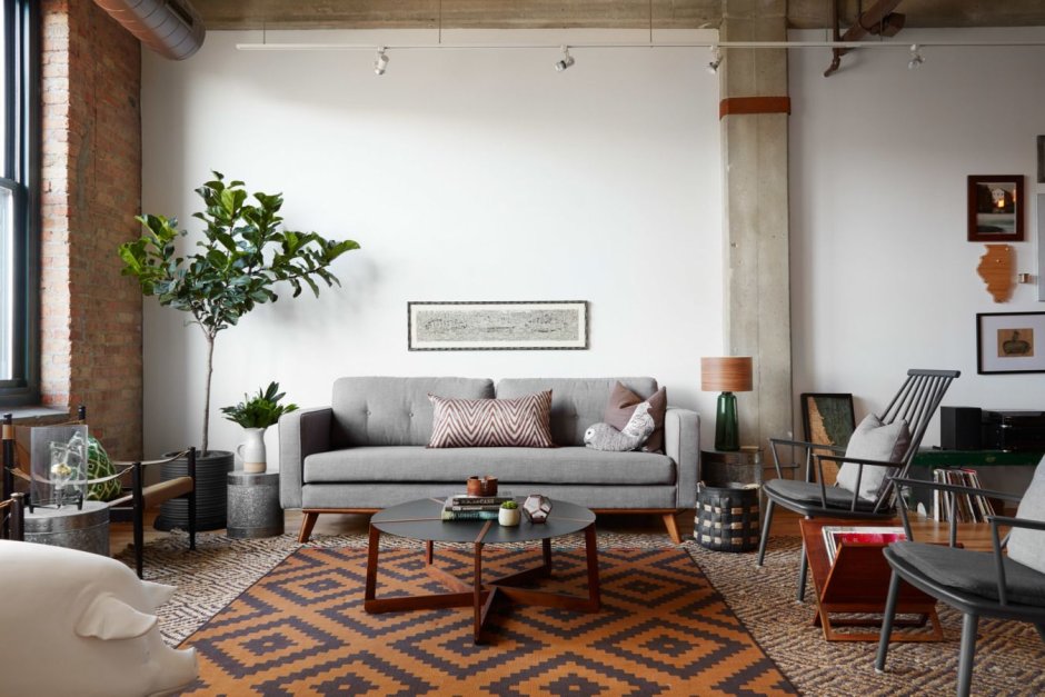 Modern industrial style living room