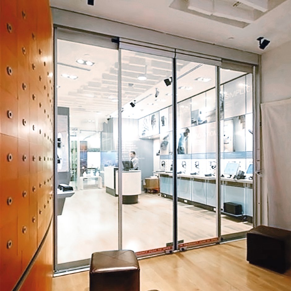 All glass automatic sliding doors