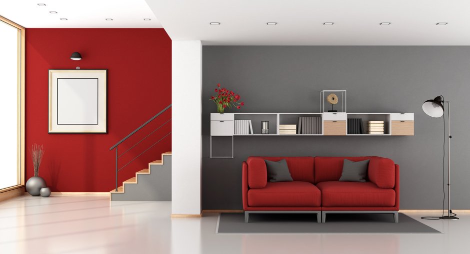 Grey and red wall