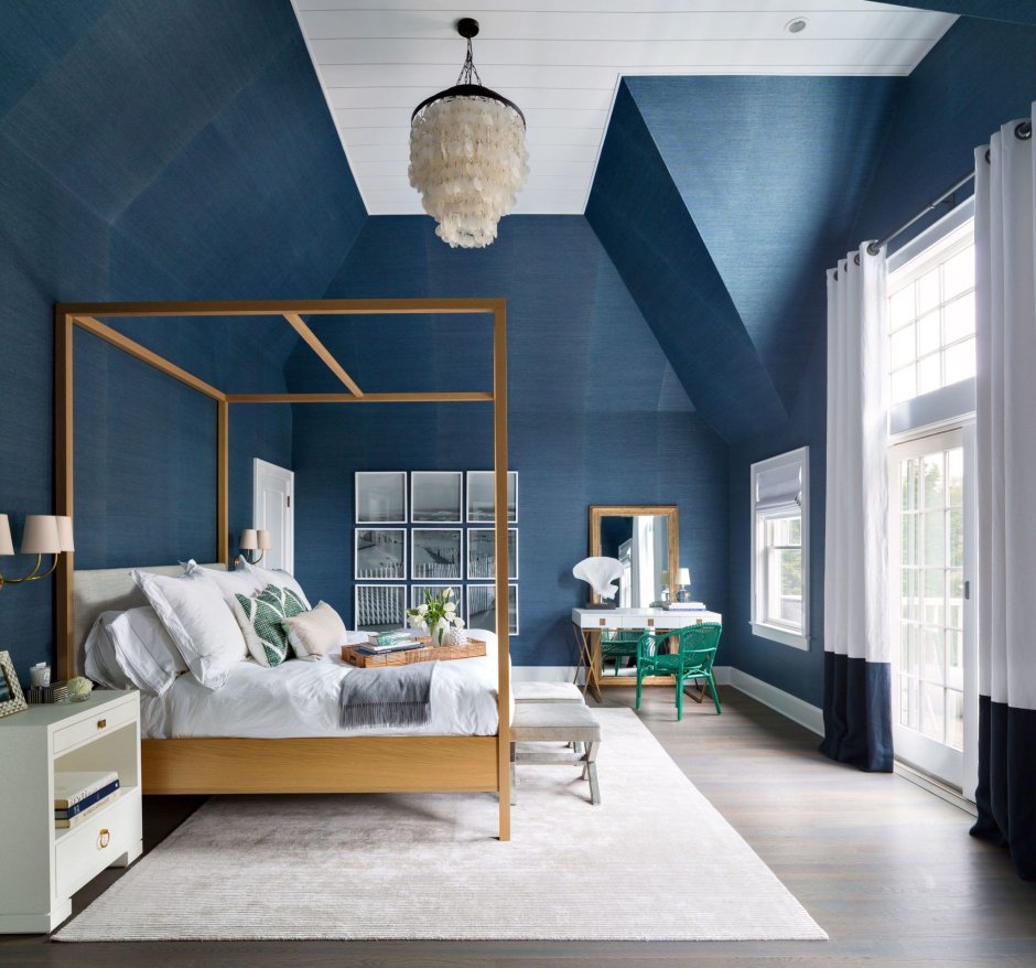 Blue shades for wall