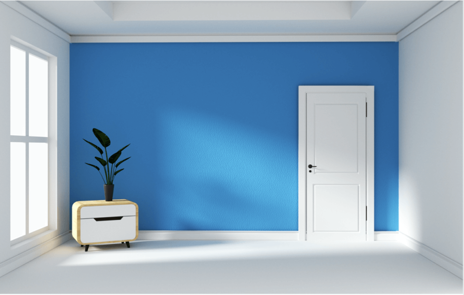 Bright blue wall paint