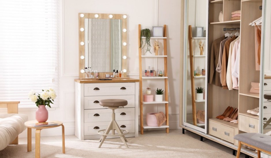 Wall cupboard with dressing table