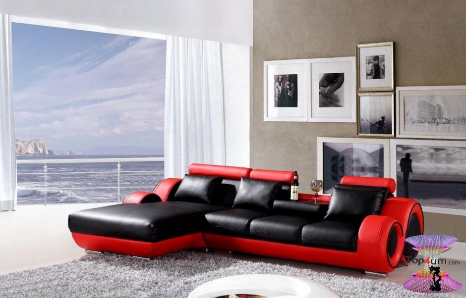 Red and black sofa