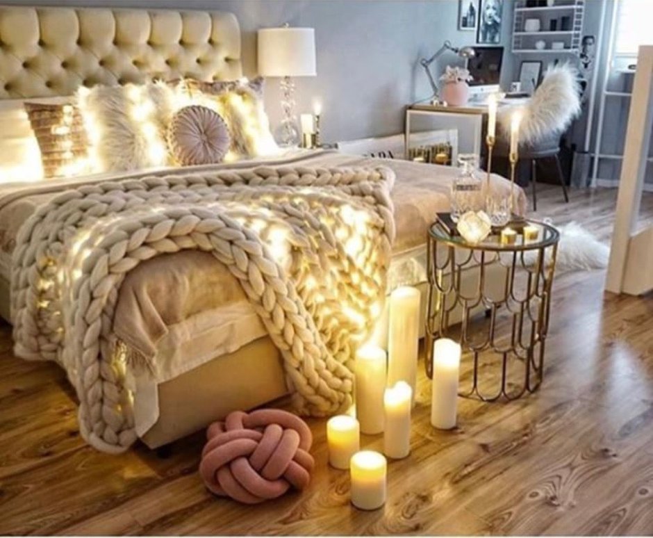 Candles on bed