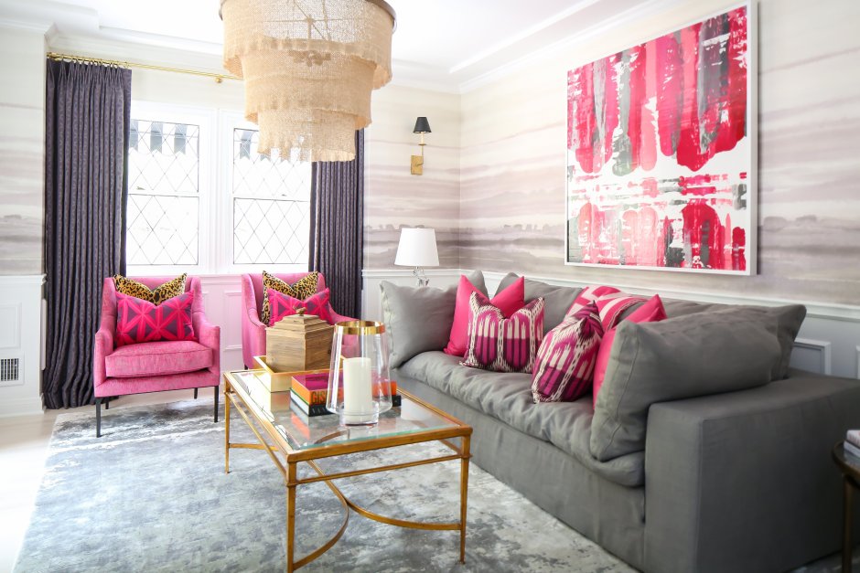 Grey and pink sofa