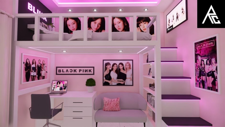 Black pink bed