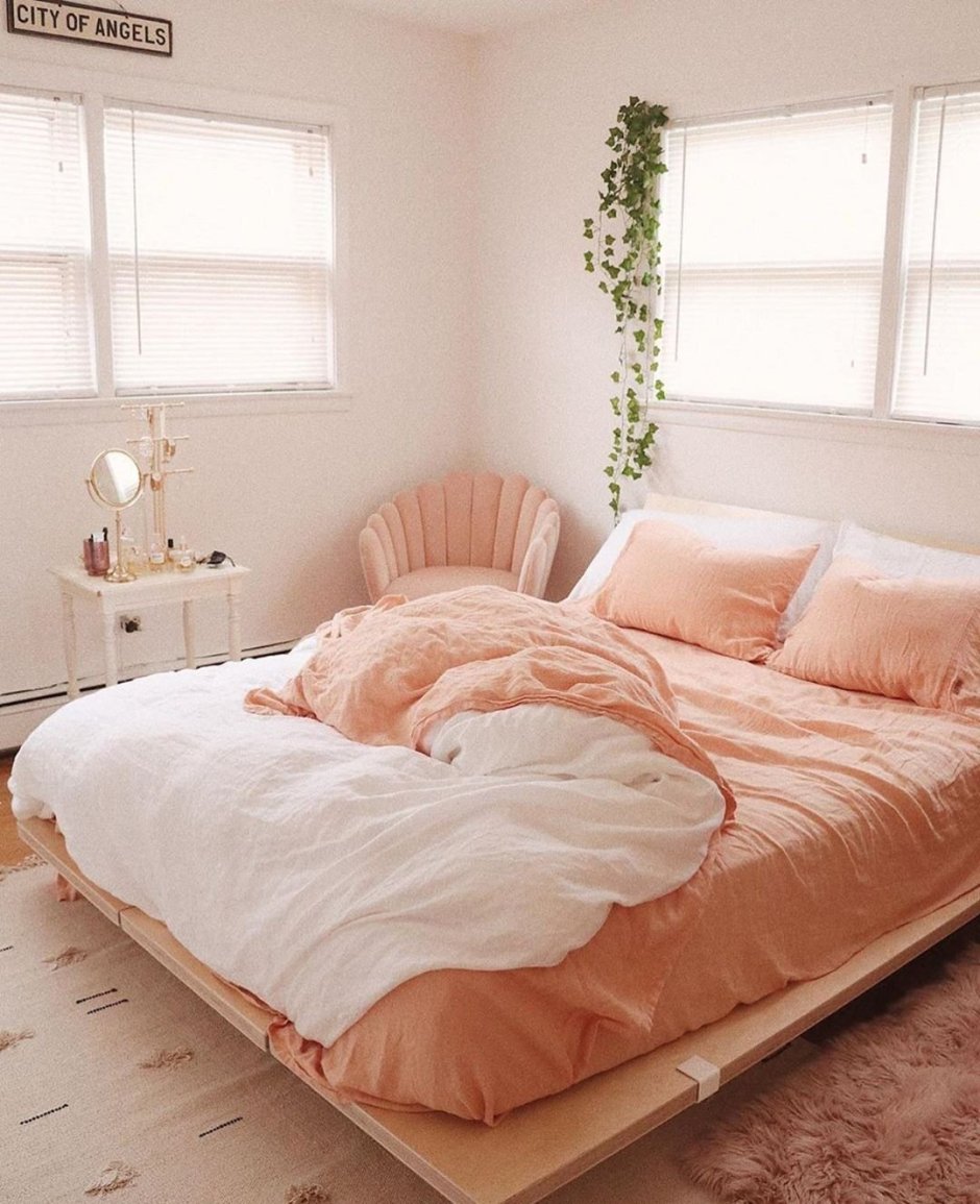 Peach colour bed