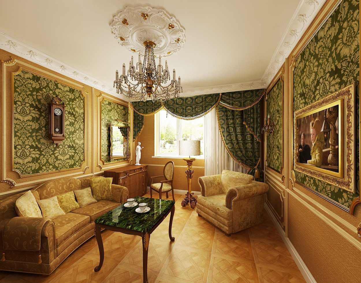Дом золотого цвета. Гостиная Версаче Барокко. Стиль Барокко в интерьере квартиры. Классический стиль в интерьере. Стиль Барокко в интерьере гостиной.
