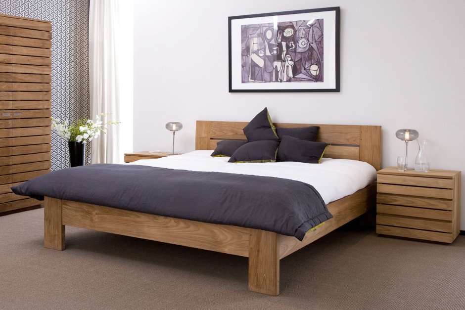 Wooden Bed in the Interior