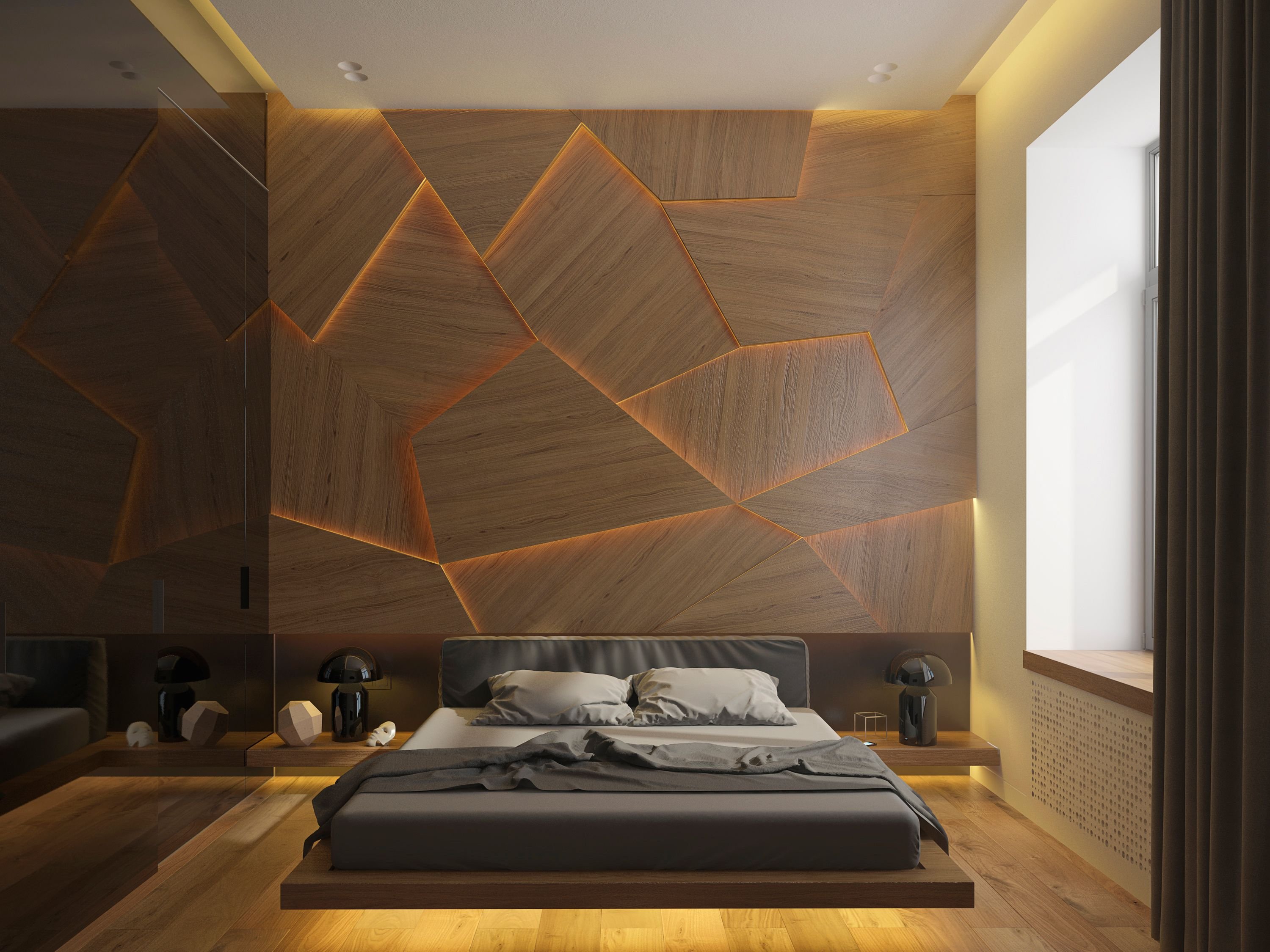 Любой современный материал. Деревянные панели для стен. Деревянные панели в интерьере. Современная отделка стен. Деревянные панели в спальне.
