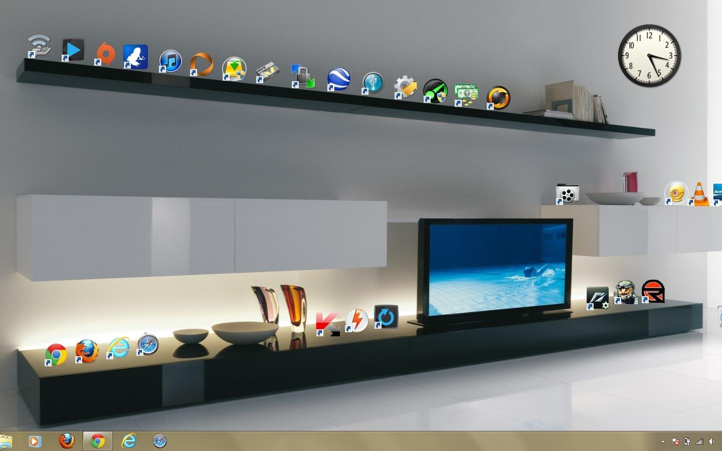 I saw a cool gaming shelf desktop on here but realized it was missing  something so I decided to make my own my first render in over 13 years   rwallpapers