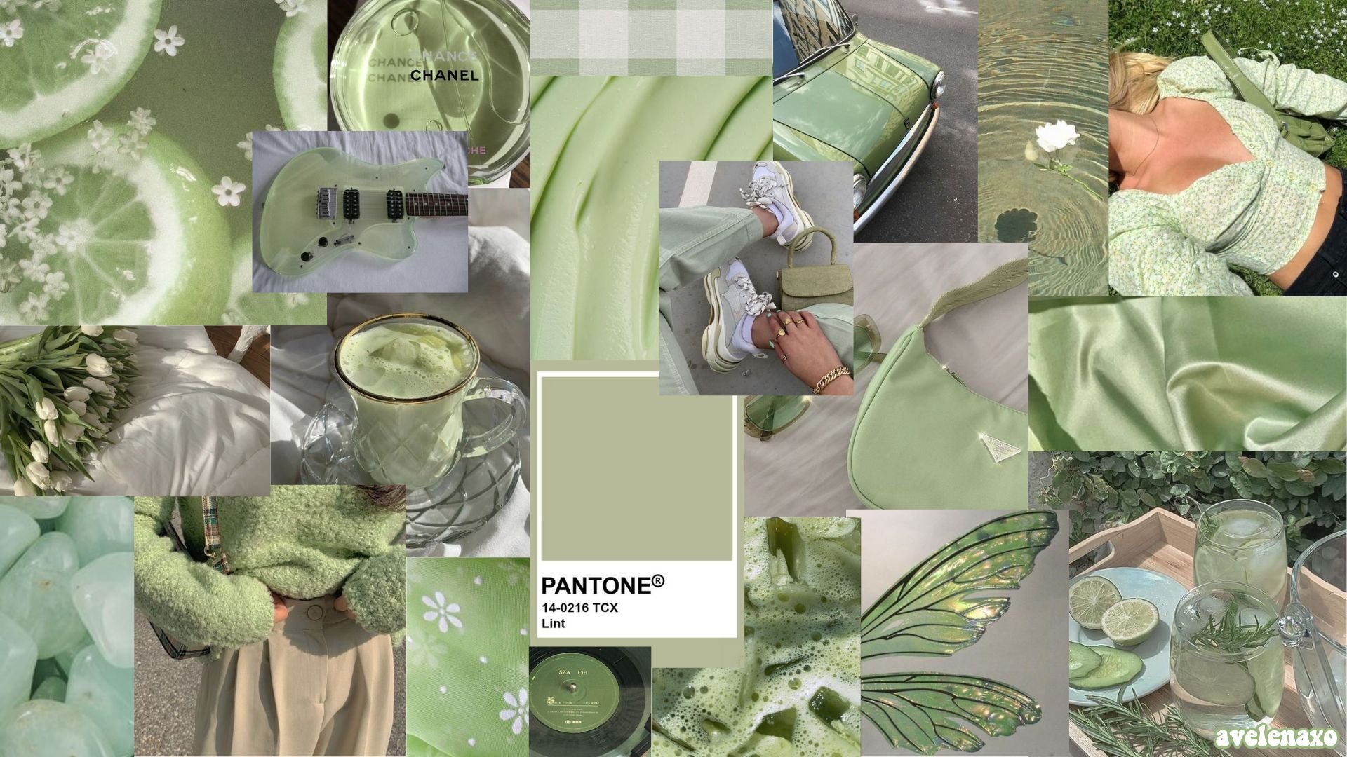 Sage green aesthetic collage wallpaper   Green aesthetic Aesthetic  collage Landscape wallpaper